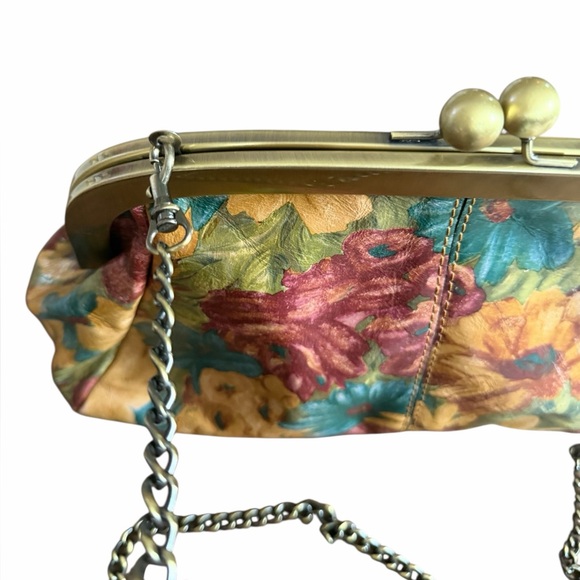 Patricia Nash•Mia Fresco Bouquet Leather Frame Satchel Purse Handbag Clutch - Picture 6 of 7